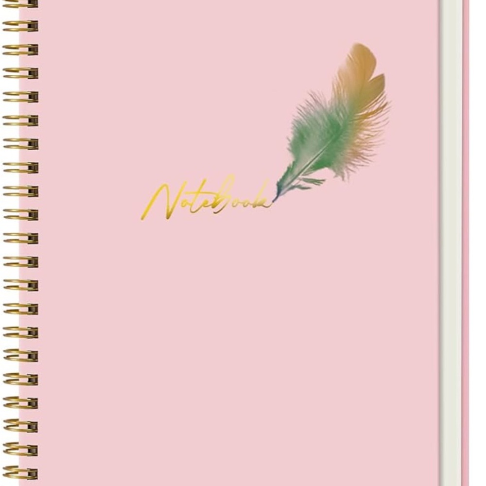 Elegant Pink Planner with Feather Accent